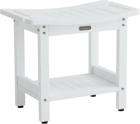 Banco de ducha impermeable, taburete de ducha de poliéster blanco para...