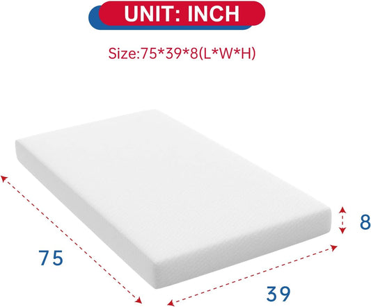 Colchón individual de espuma viscoelástica de gel de 8 pulgadas tamaño Queen