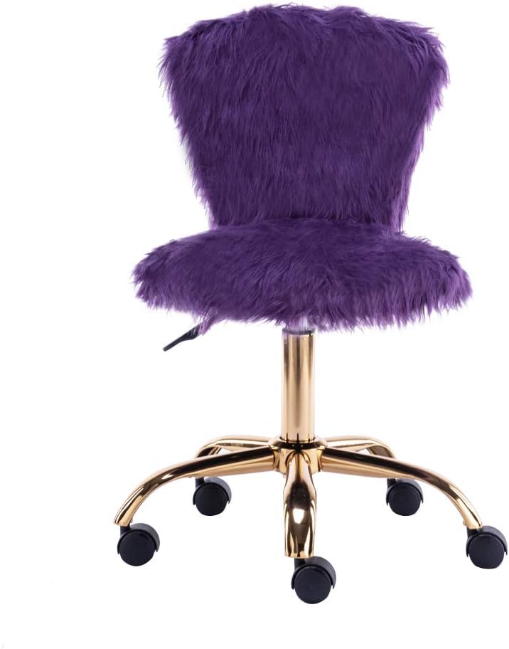 GIA Silla de tocador pequeña giratoria ajustable con respaldo medio con piel...