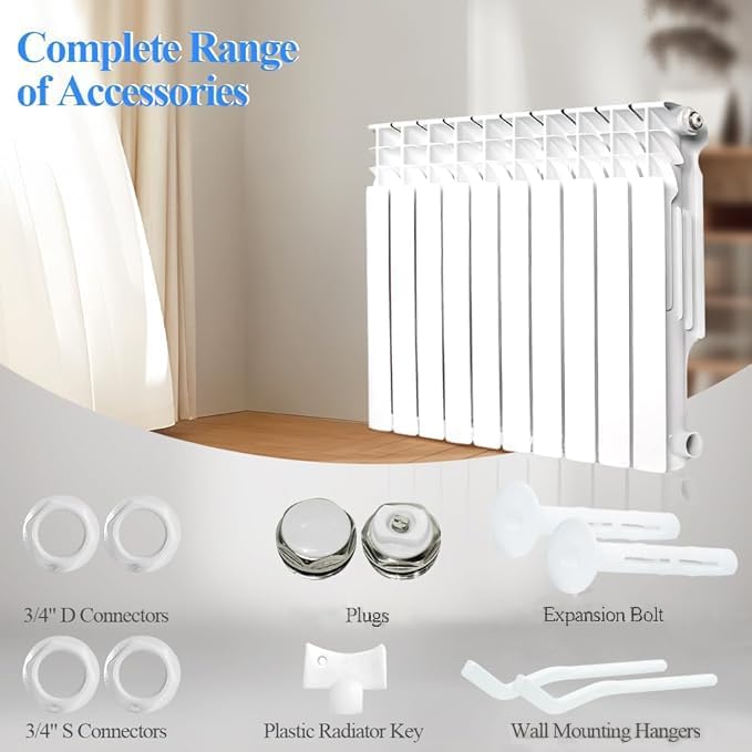 AB Radiador de pared con 6 paneles, radiador de agua caliente de aluminio...