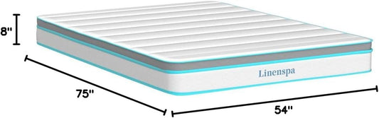 Colchón híbrido de 8 pulgadas de espuma viscoelástica y resortes internos, de