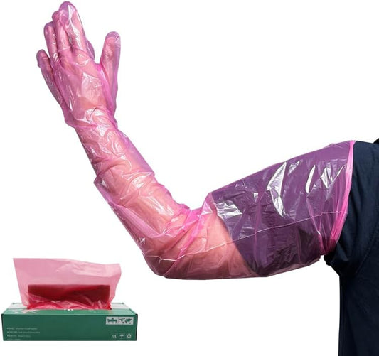 Guantes desechables de manga larga hasta el hombro, 100 unidades, guantes de