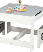 Kinder King Juego de mesa y 2 sillas de madera para niños, mesa de actividades...