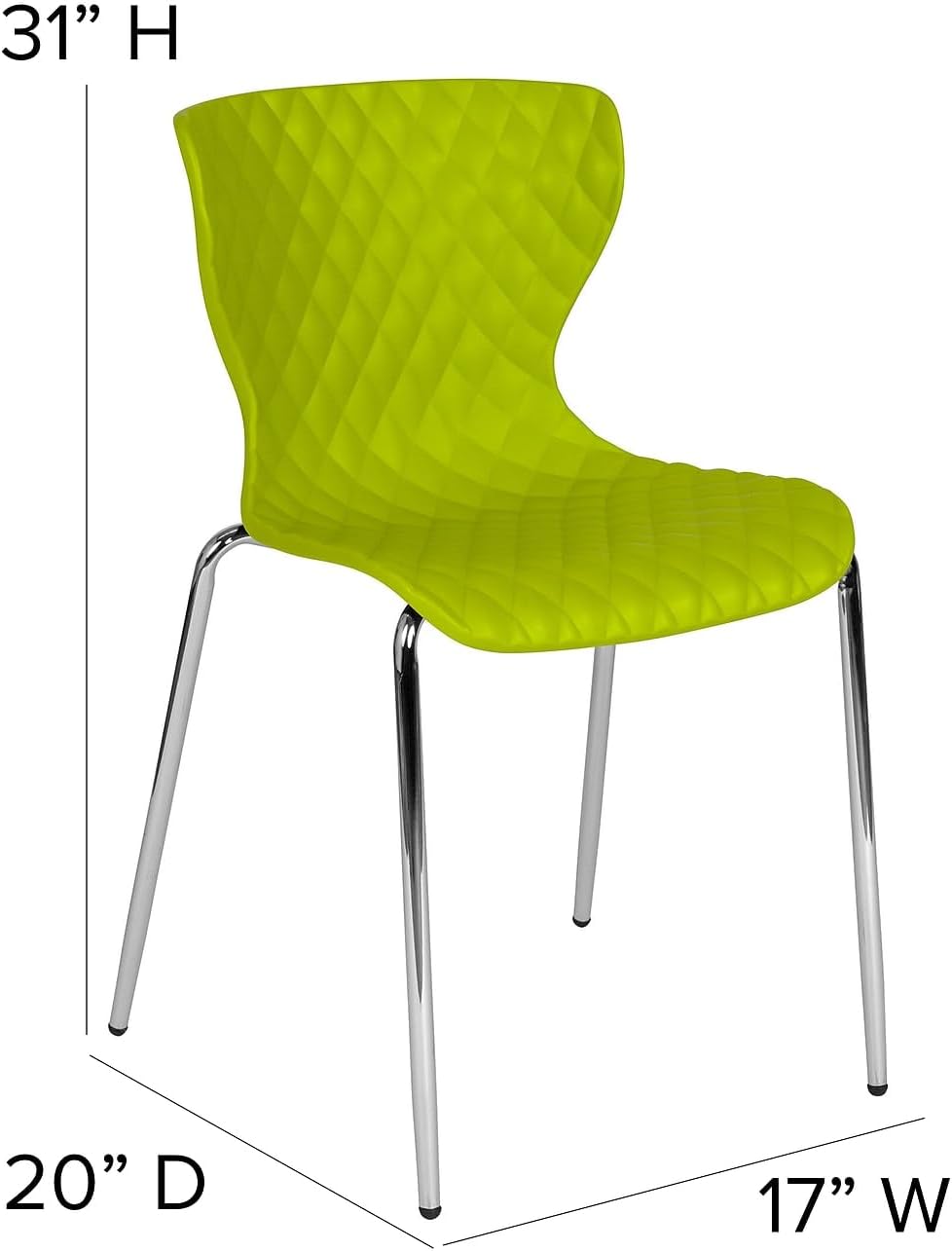 Flash Furniture Lowell Silla apilable de plástico verde cítrico de diseño...