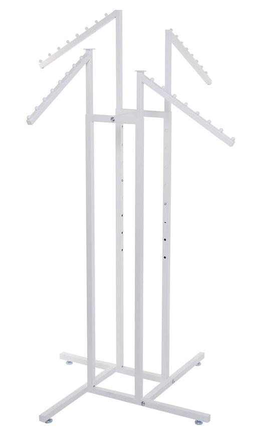 SSWBasics Perchero blanco de 4 vías con brazos inclinados - Perchero resistente...