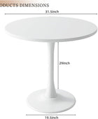 Mesa redonda blanca de 31.5 pulgadas, mesa de comedor moderna de tulipán, mesa