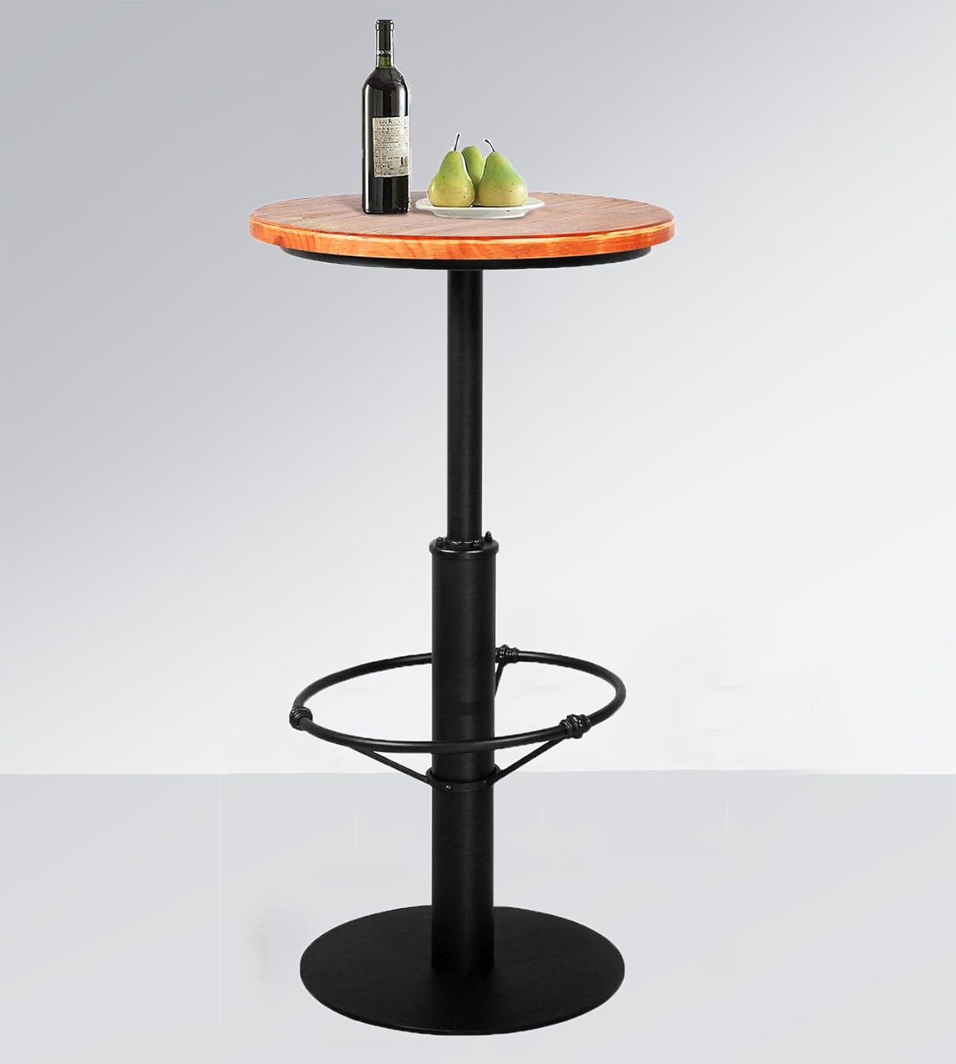Mesa de bar industrial vintage de 42 pulgadas de alto, barra de metal redonda...