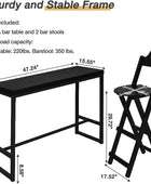 Juego de mesa y sillas de bar, mesa de bar rectangular y 2 taburetes de bar,