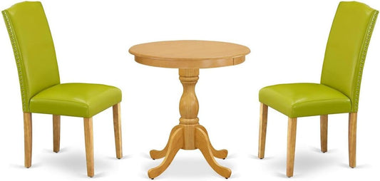 El moderno juego de comedor de 3 piezas contiene una mesa redonda de madera con
