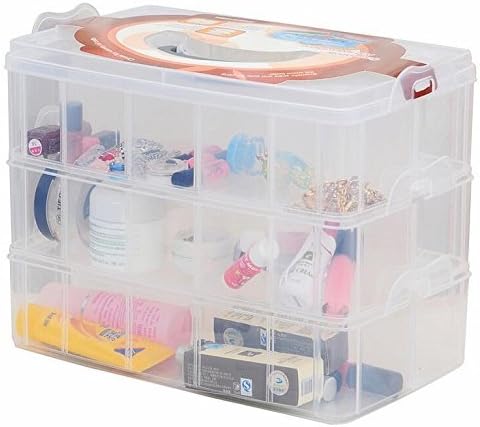 Caja de almacenamiento de 3 niveles, 30 secciones, transparente, apilable,...