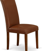 East West Furniture Encinal Parsons Juego de 2 sillas tapizadas de piel