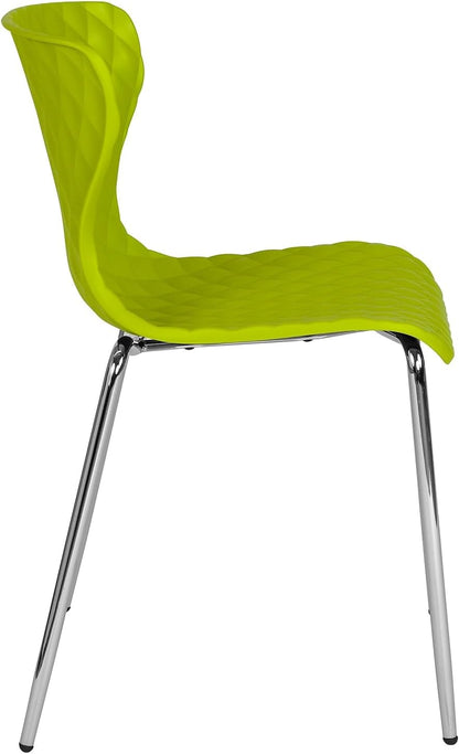 Flash Furniture Lowell Silla apilable de plástico verde cítrico de diseño...