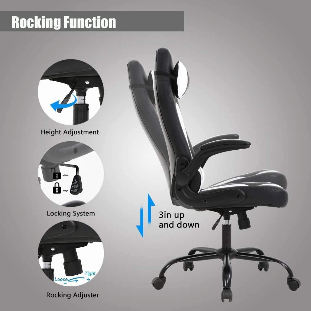 Silla para PC y jugar videojuegos con estilo de carreras. Silla ejecutiva de...