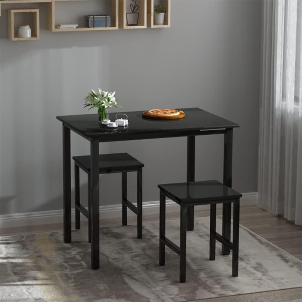 AWQM Juego de mesa de comedor de 3 piezas, mesa de cocina pequeña y 2