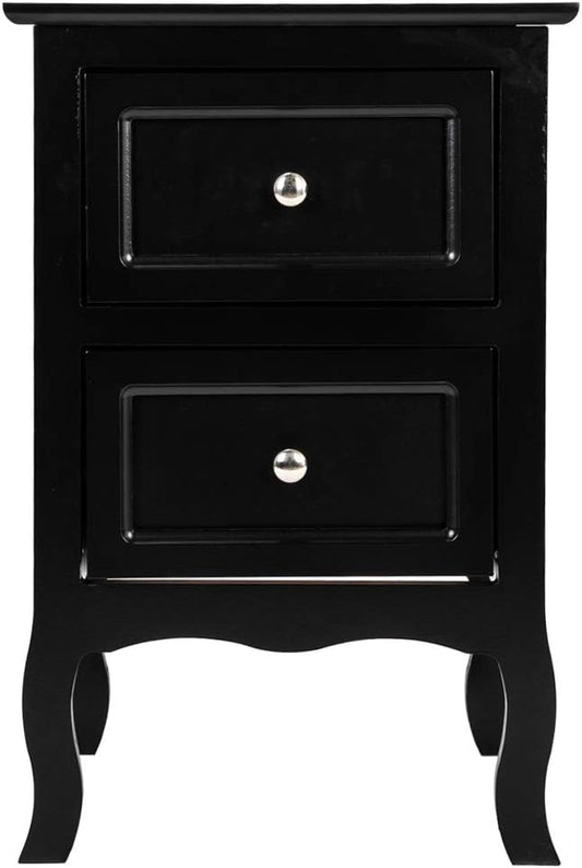 Mesitas de noche negras para dormitorio, moderna mesita de noche con 2 cajones,...