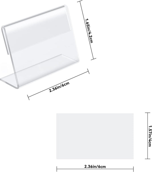 BILLIOTEAM Paquete de 50 mini soportes transparentes con etiquetas en blanco,...