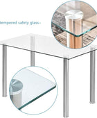 Juego de mesa de comedor de 7 piezas, moderna mesa de comedor de cristal con 6