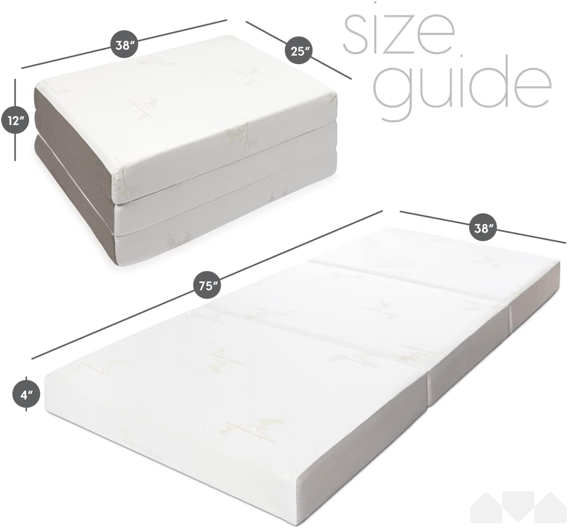 Colchón plegable en tres partes con funda lavable (Twin)