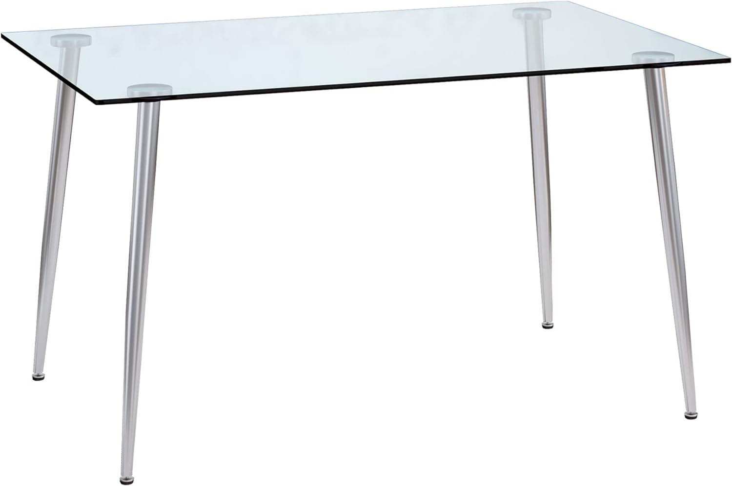 Mesa de comedor rectangular moderna y minimalista de cristal para 4 a 6