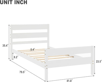 Base de cama individual de madera con cabecero y estribo, base de colchón de