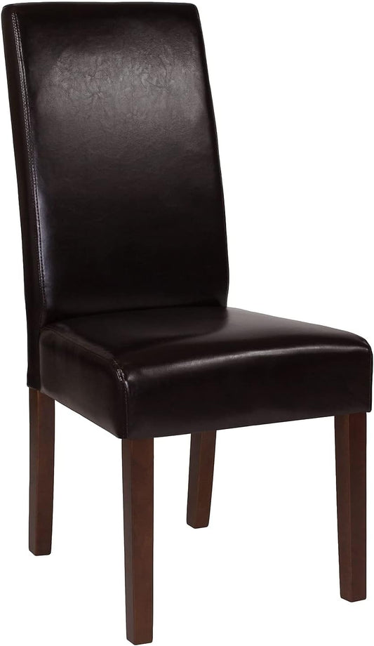 Greenwich Series Brown LeatherSoft Silla de comedor Parsons de mediados de siglo