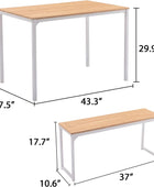 Juego de mesa de comedor para 4, juego de mesa de cocina de 43 pulgadas con 2