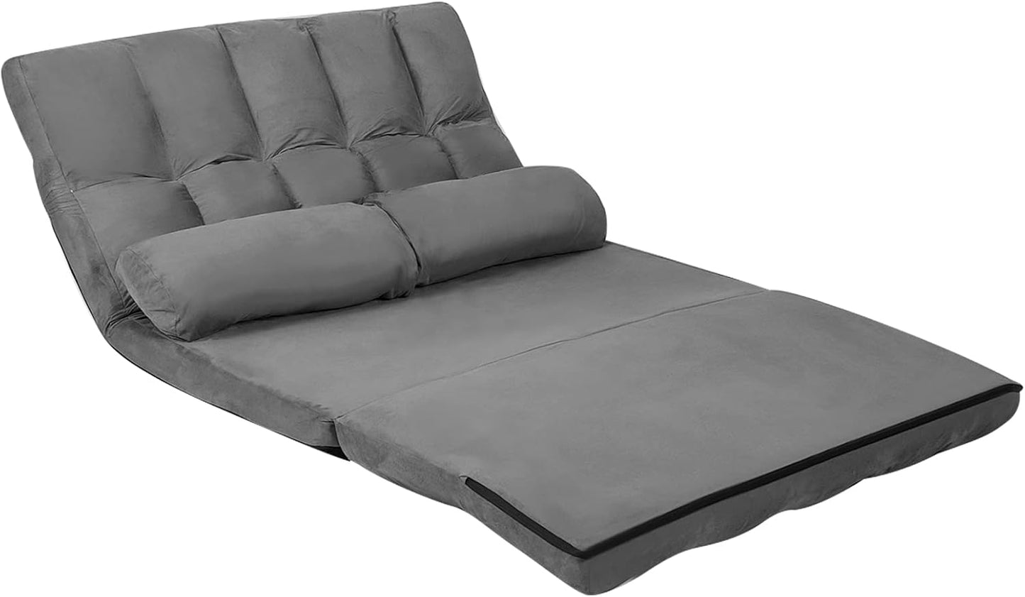 Sofá de suelo con 2 almohadas, sofá cama plegable ajustable de 6 posiciones con