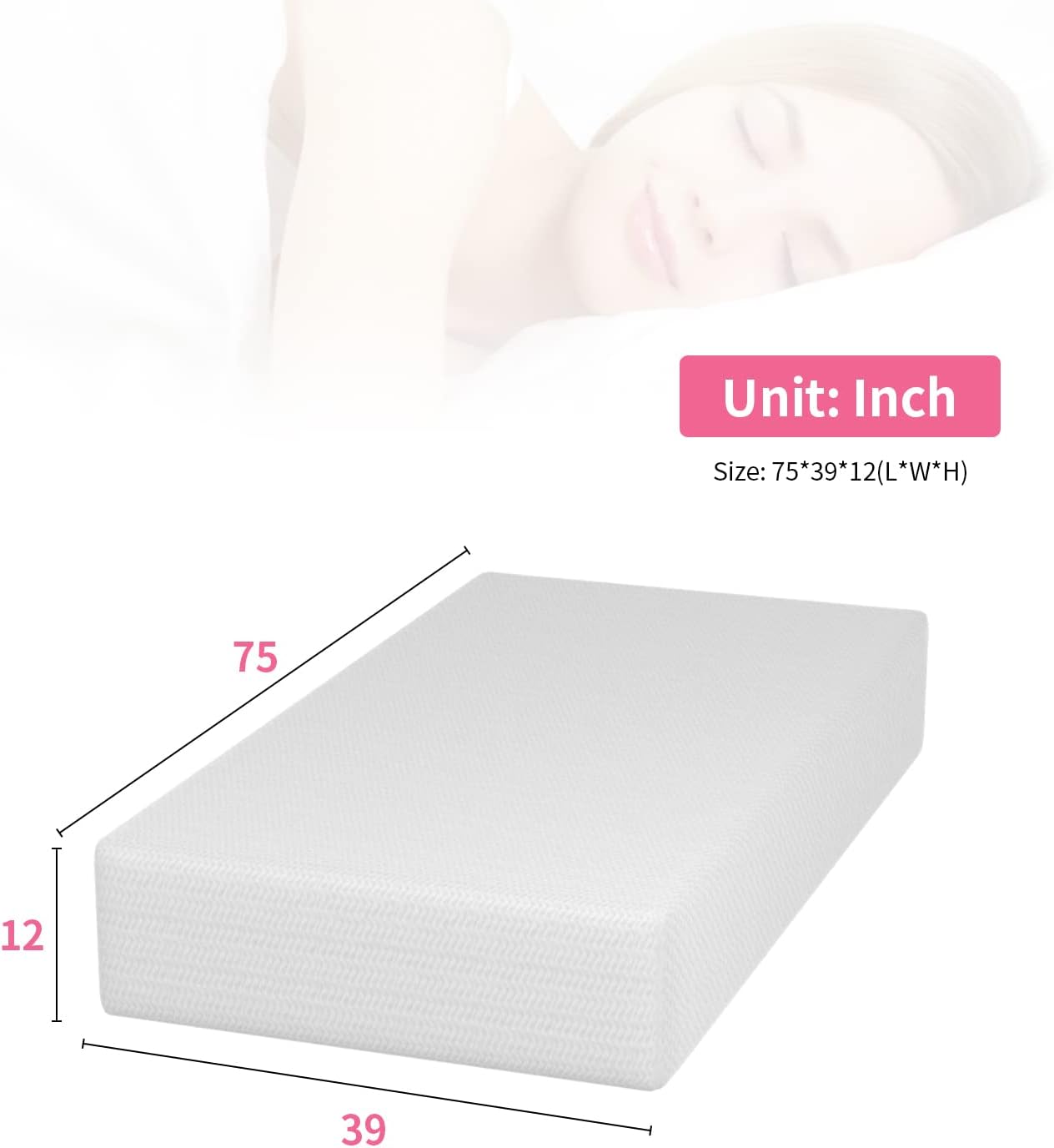 Bed-in-a-Box Colchón de espuma viscoelástica de té verde de 12 pulgadas,