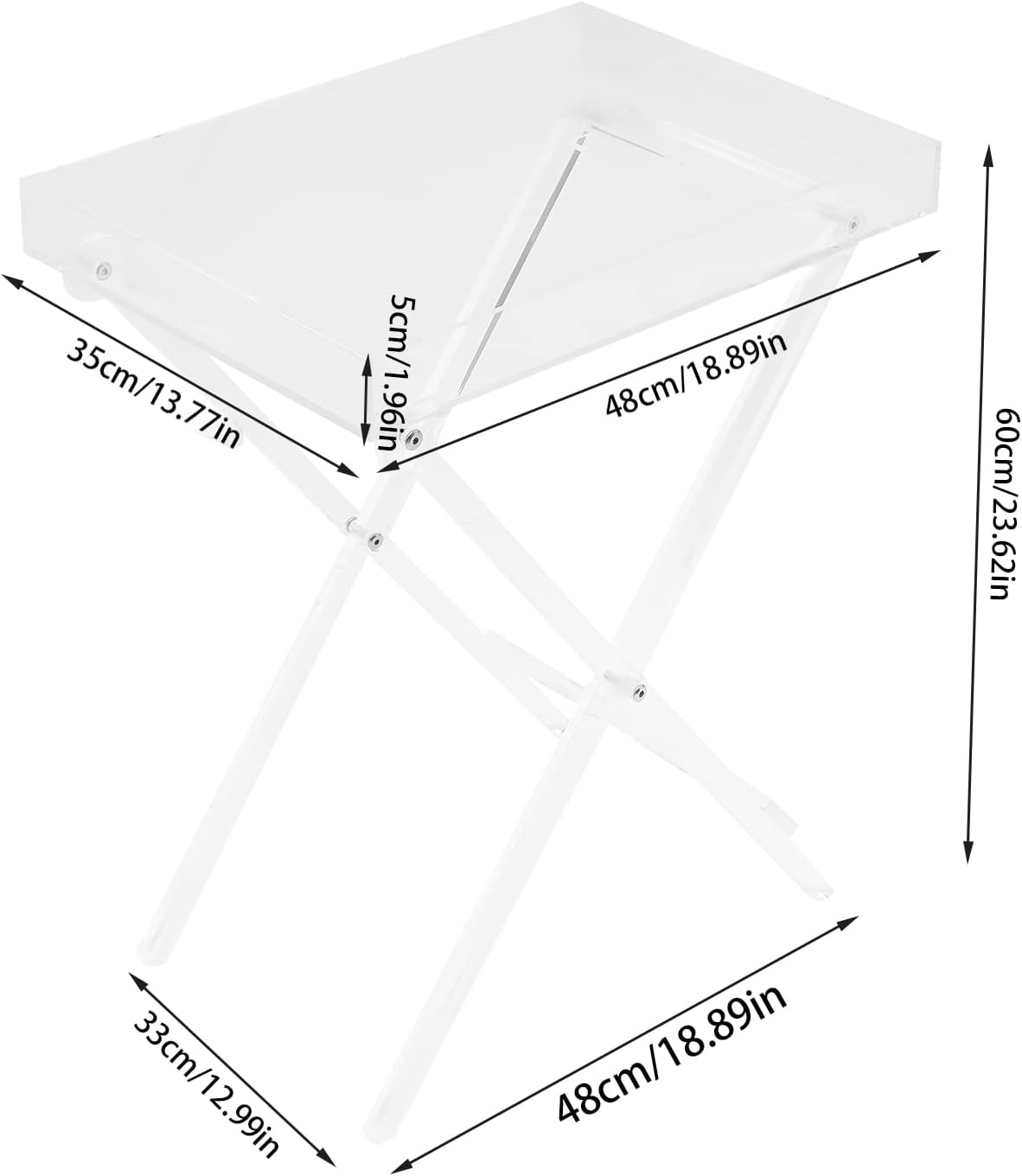 Mesa plegable de acrílico, 11.81 x 18.90 x 23.62 pulgadas, mesa auxiliar...