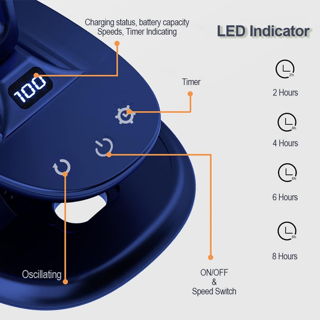 Ventiladores de mesa portátiles de 5 pulgadas con clip, cabezal oscilante de...