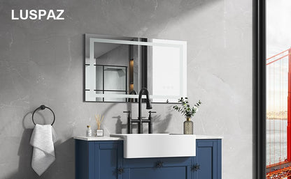 Espejo de baño para pared de 24 x 40 pulgadas con luces delanteras y