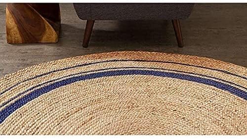 Alfombra trenzada de forma redonda, de algodón, para decoración del hogar,