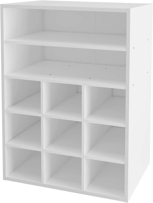 HAIOOU Zapatero apilable de madera con 9 cubos, organizador de zapatos de...