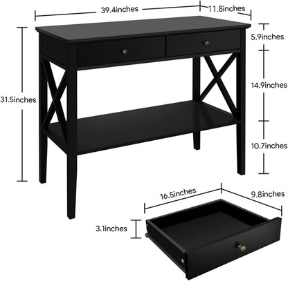 Mesa de consola estrecha, mesa auxiliar de madera para sofá, mesa auxiliar con