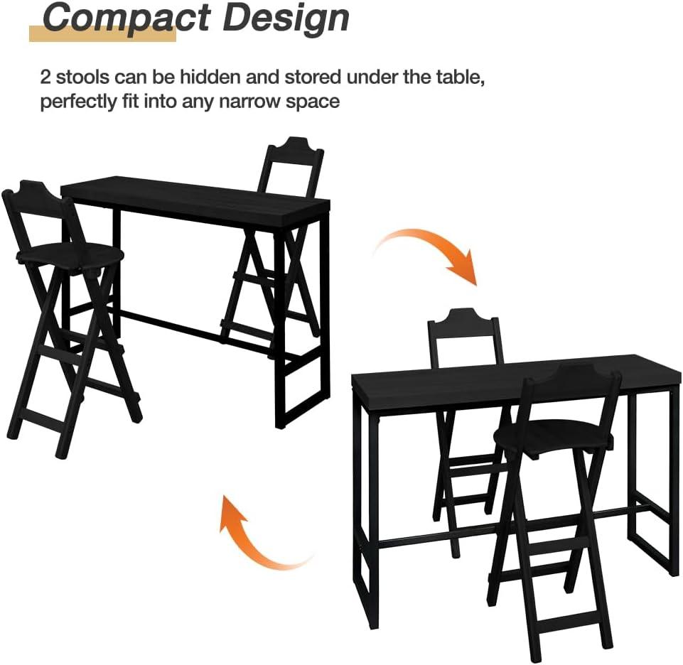 Juego de mesa y sillas de bar, mesa de bar rectangular y 2 taburetes de bar,