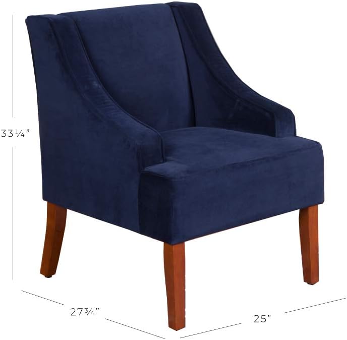 HomePop Sillón con brazos curvados para sala de estar Terciopelo azul marino