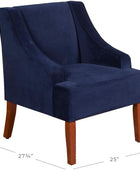 HomePop - Sillón con brazos curvados para sala de estar - Terciopelo azul marino