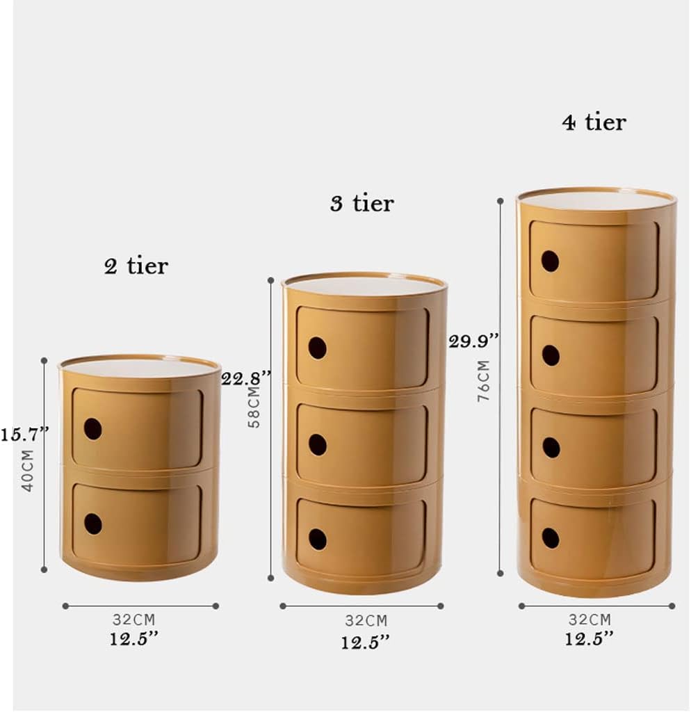 Mesita de noche redonda de plástico de 234 niveles, mueble de almacenamiento...