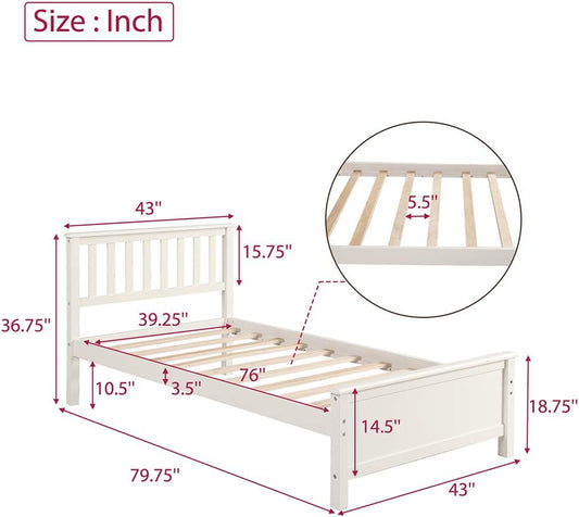 Cama individual, base de cama de plataforma premium con fuerte soporte de...