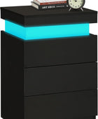 ADORNEVE Mesita de noche con estación de carga y luces LED, mesita de noche con...