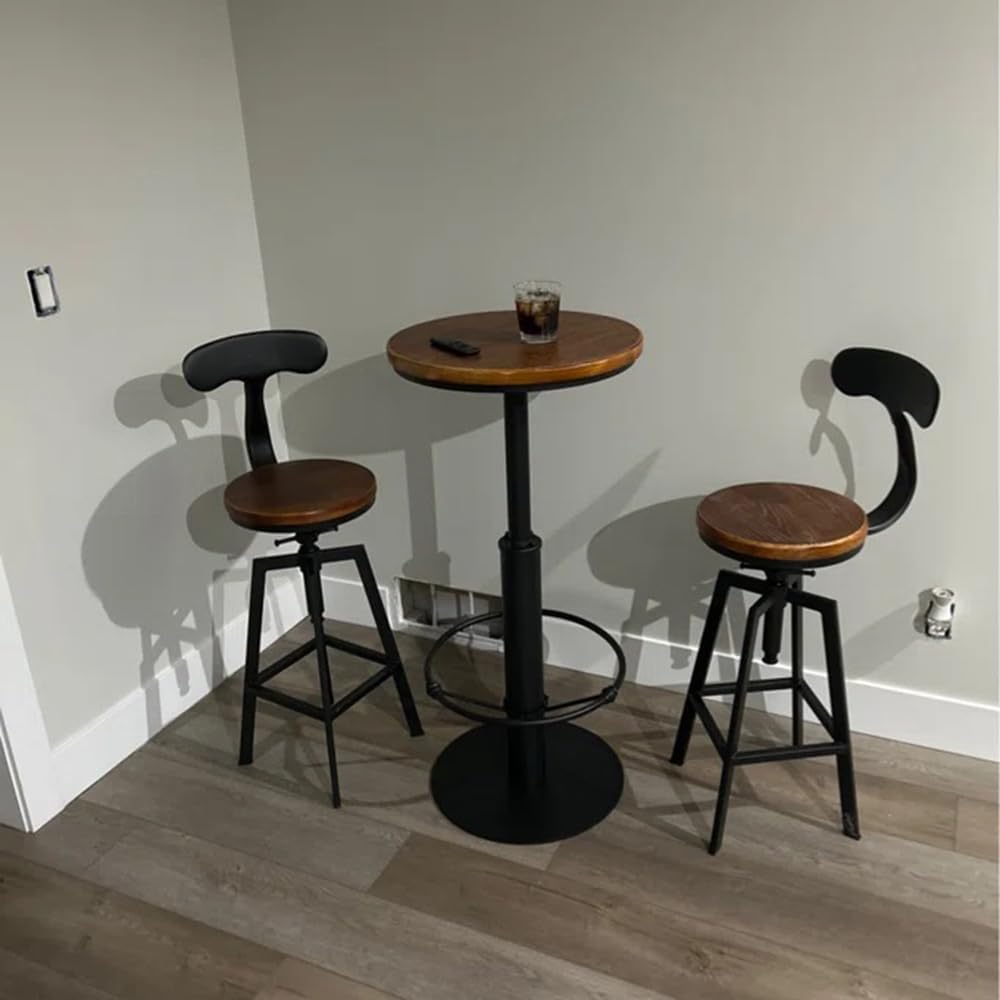 Mesa de bar industrial vintage de 42 pulgadas de alto, barra de metal redonda...