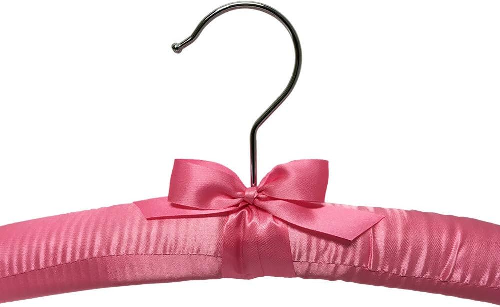 6 perchas acolchadas de satén liso rosa de 15 pulgadas de largo para vestido,...