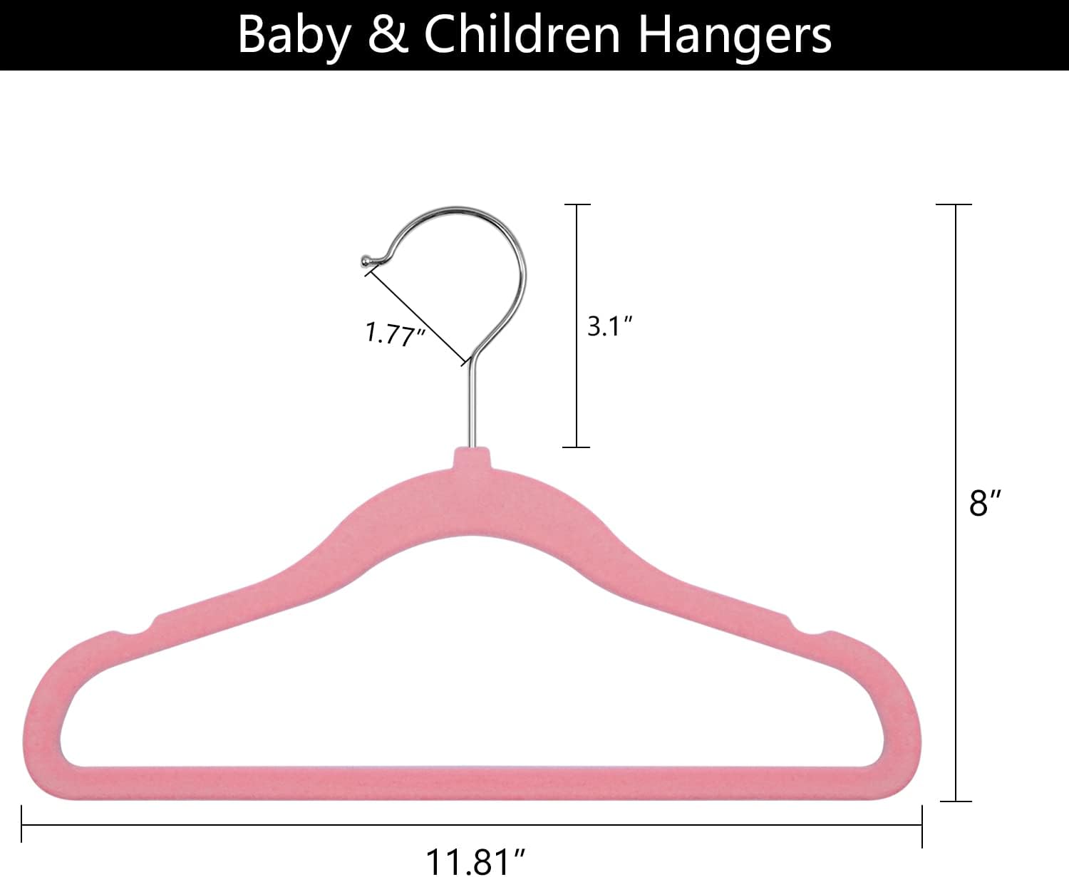 GoodtoU Perchas de terciopelo para niños, antideslizantes, color rosa, paquete...