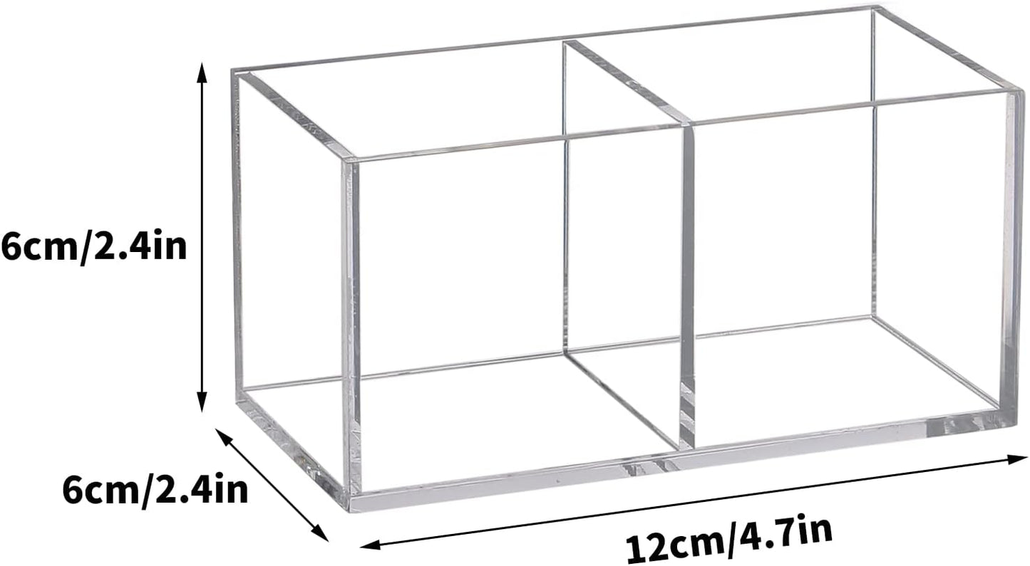 Organizador de brochas de maquillaje acrílico, 2 secciones y 2 compartimentos,...