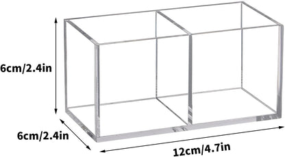 Organizador de brochas de maquillaje acrílico, 2 secciones y 2 compartimentos,...
