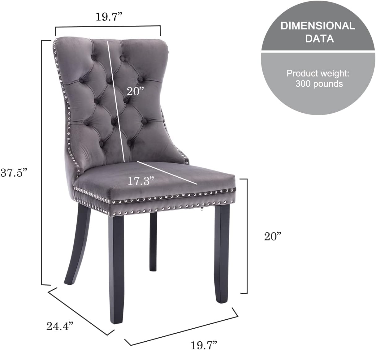 Juego de 2 sillas de comedor de terciopelo, sillas de comedor copetudas con...
