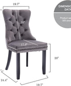 Juego de 2 sillas de comedor de terciopelo, sillas de comedor copetudas con...