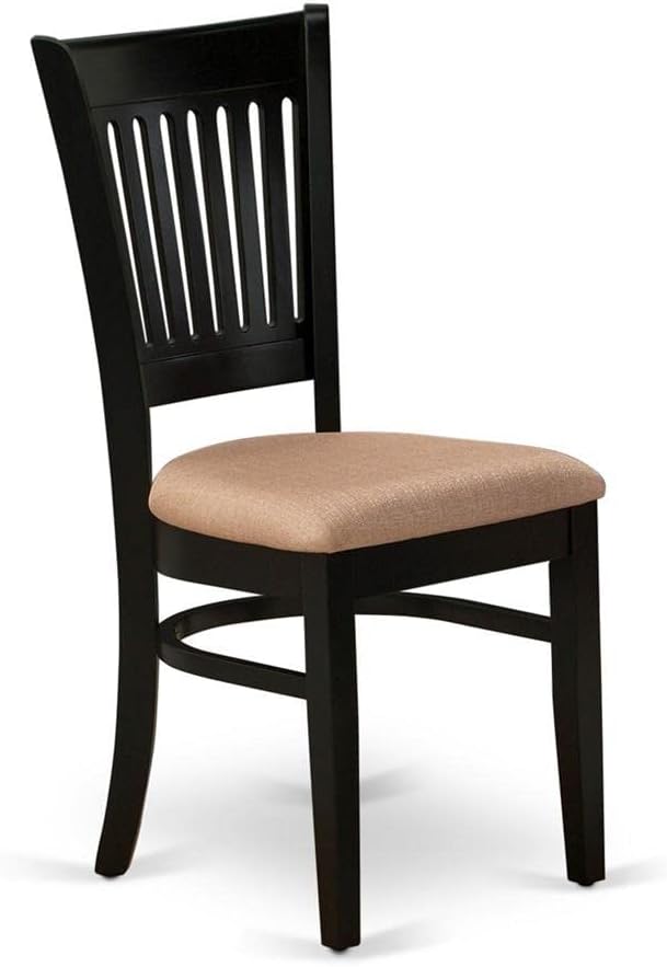 Vancouver Juego de 2 sillas de madera tapizadas de tela de lino, color negro
