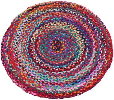 Alfombra de tela de algodón multicolor, almohadilla tejida a mano, alfombra de...
