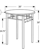 Mesa 3095, 3 piezas, Pequeña, 30 pulgadas Redonda, Cocina, Metal, Laminado,